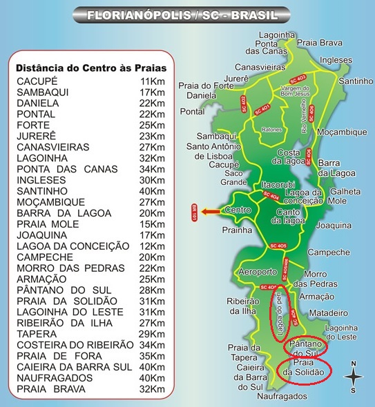 mapa sul da ilha - Conheça mais três praias do Sul de Florianópolis