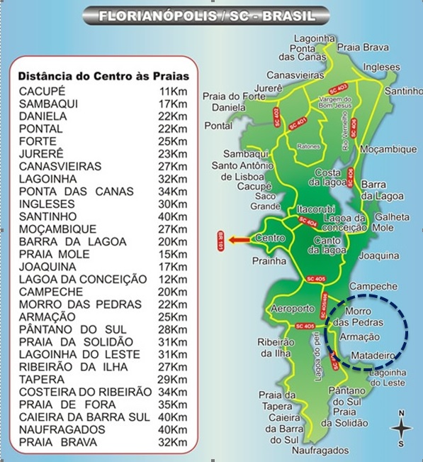mapa sul - Conheça as praias do Sul de Florianópolis