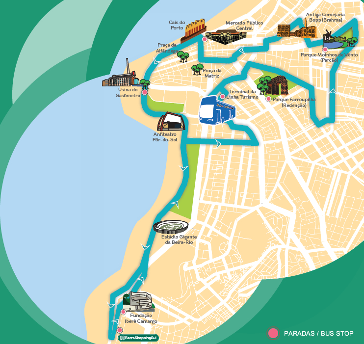 mapa linha turismo porto alegre roteiro centro historico - Linha turismo de Porto Alegre descubra as principais atrações