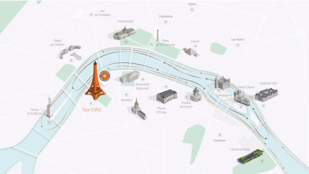 mapa roteiro paris 1024x577 - Passeio de barco pelo Rio Sena em Paris, descubra